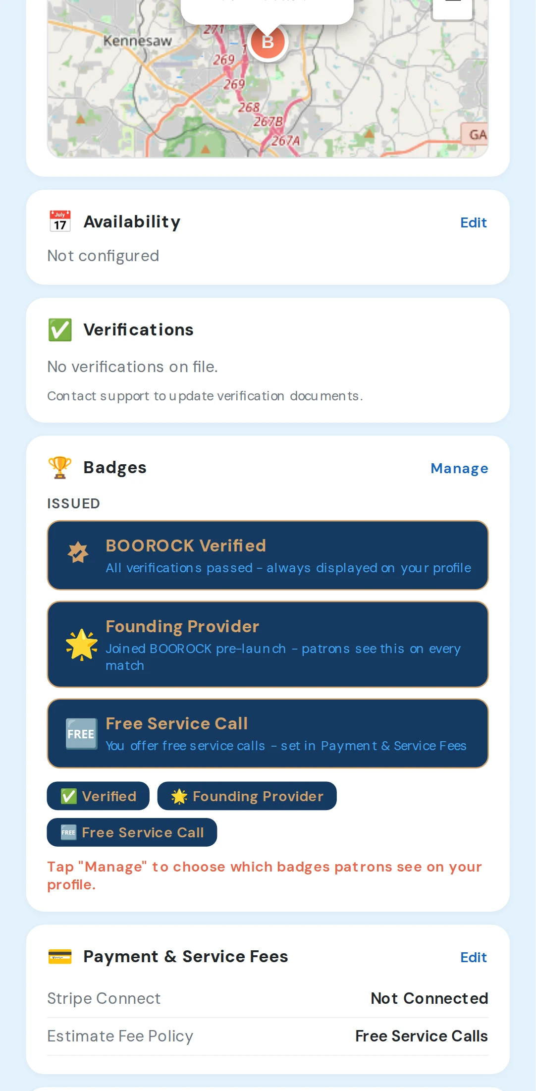 Validated Provider badges shown to homeowners on your profile