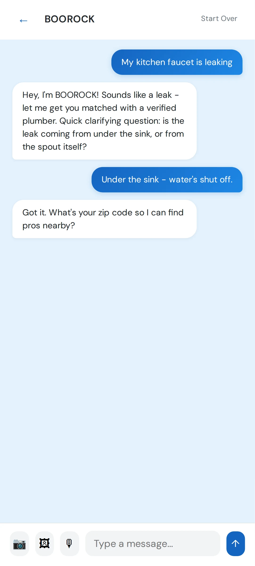 Describing a job to the BOOROCK assistant in chat